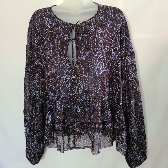Wilfred Aritzia Blue Spotted Sheer Blouse Size M - Picture 1 of 7